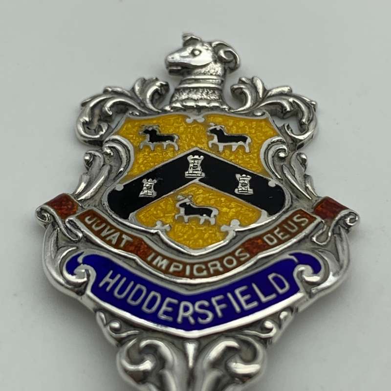 Antique Solid Silver 'Huddersfield' Enamelled Spoon (1908)