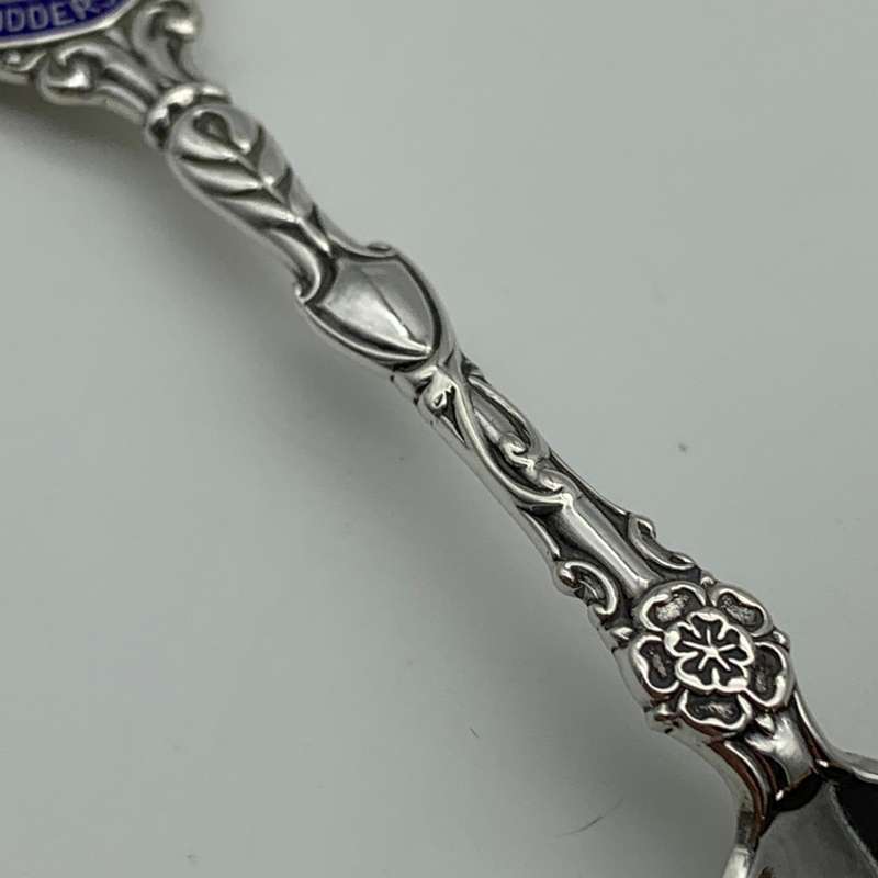 Antique Solid Silver 'Huddersfield' Enamelled Spoon (1908)
