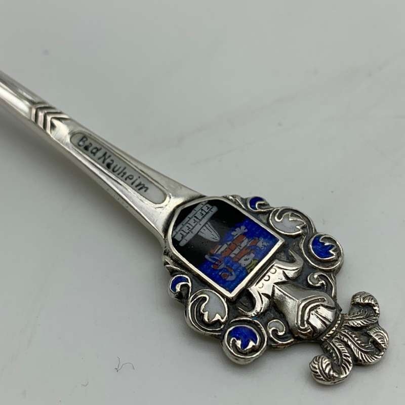 Vintage Solid Silver 'Bad Nauheim' Enamelled Spoon