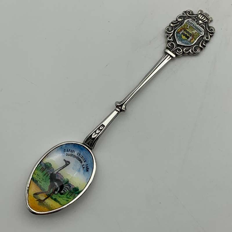 Early 'Oudtshoorn' Enamel Souvenir Spoon