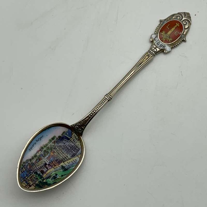 Early Liege 'Square Notger' Enamelled Souvenir Spoon