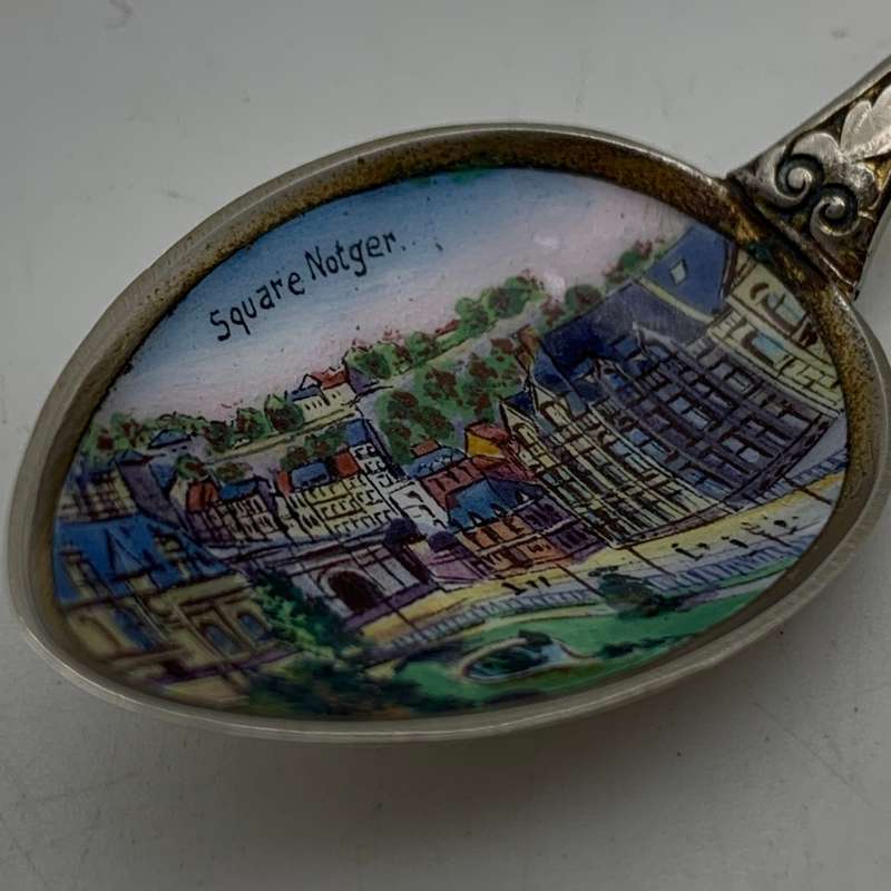 Early Liege 'Square Notger' Enamelled Souvenir Spoon