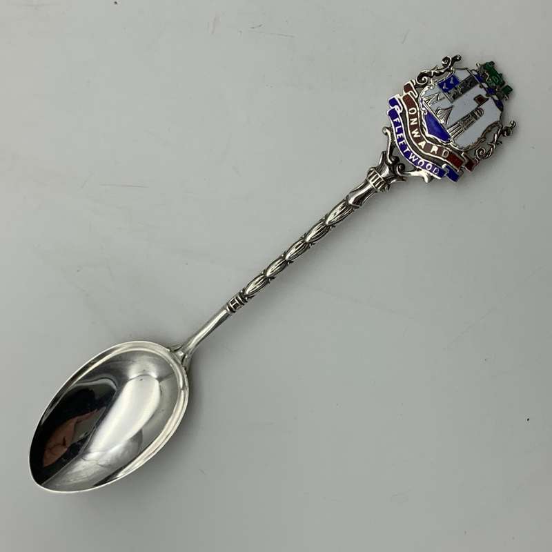 Antique Silver & Enamel 'Fleetwood' Souvenir Spoon (1904)