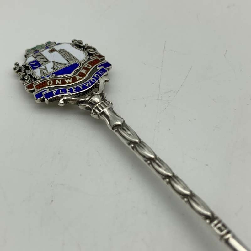 Antique Silver & Enamel 'Fleetwood' Souvenir Spoon (1904)