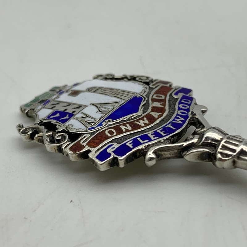 Antique Silver & Enamel 'Fleetwood' Souvenir Spoon (1904)