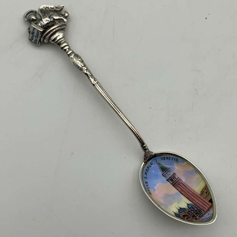 Silver & Enamel 'Piazza San Marco' Souvenir Spoon (Venice)