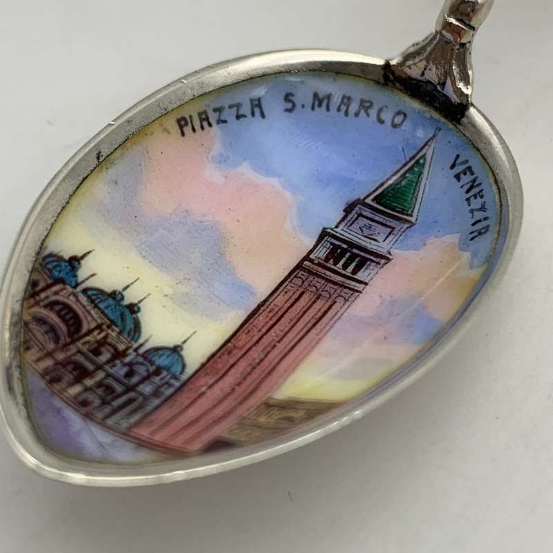 Silver & Enamel 'Piazza San Marco' Souvenir Spoon (Venice)