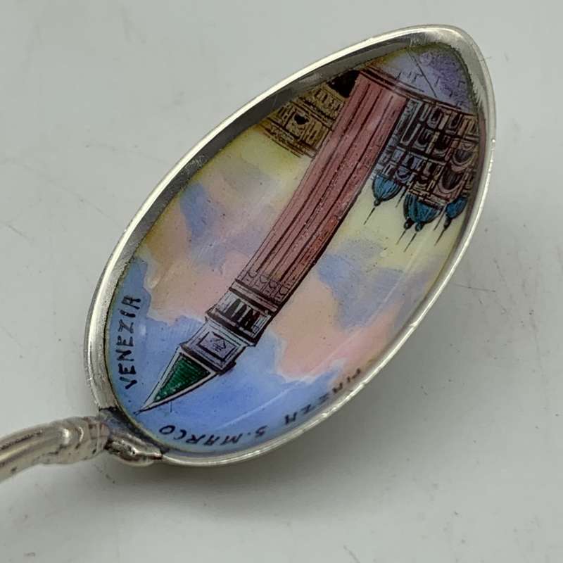 Silver & Enamel 'Piazza San Marco' Souvenir Spoon (Venice)