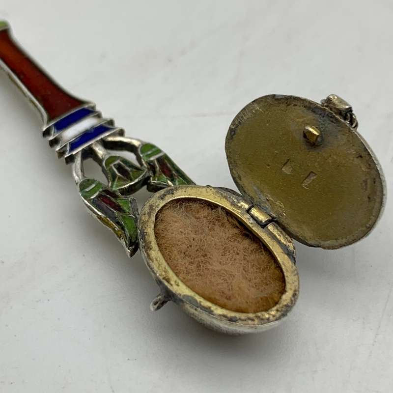 Silver & Enamel 'Egyptian' Souvenir Spoon (Hidden Basket)