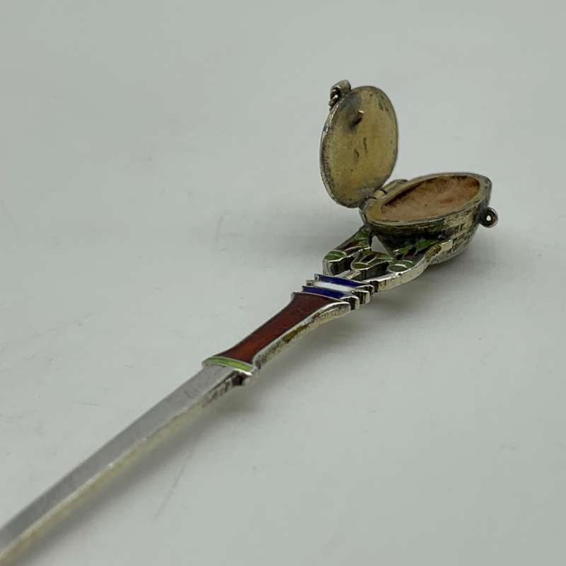 Silver & Enamel 'Egyptian' Souvenir Spoon (Hidden Basket)
