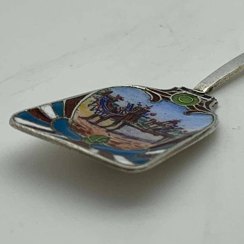 Silver & Enamel 'Egyptian' Souvenir Spoon (Hidden Basket)