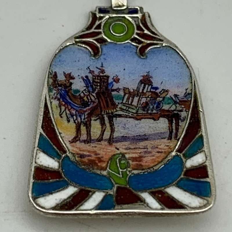 Silver & Enamel 'Egyptian' Souvenir Spoon (Hidden Basket)