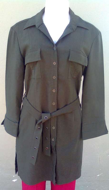 DARK KHAKI GREEN LADIES JACKET - SIZE:  12