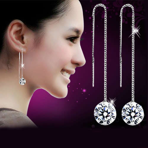 KOREAN CRYSTAL LONG EARRINGS