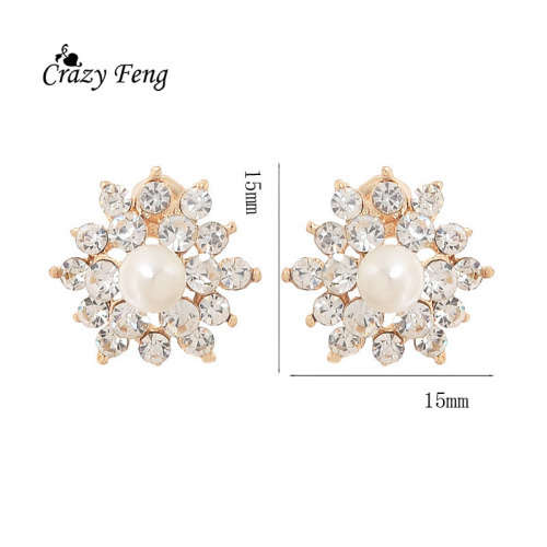 SIMULATED PEARL AND CRYSTAL EARRINGS - SILVER PLATED