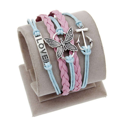 ENGRAVED EPIGRAM CHARM LEATHER BRACELET