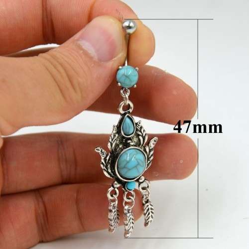 ANTIQUE SILVER INDIAN TRIBAL BELLY BUTTON RING