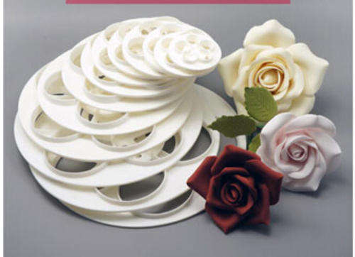6 PIECE ROSE ICING SHAPE CUTTER 6 IN SET plus A FREE SILICONE MOULD