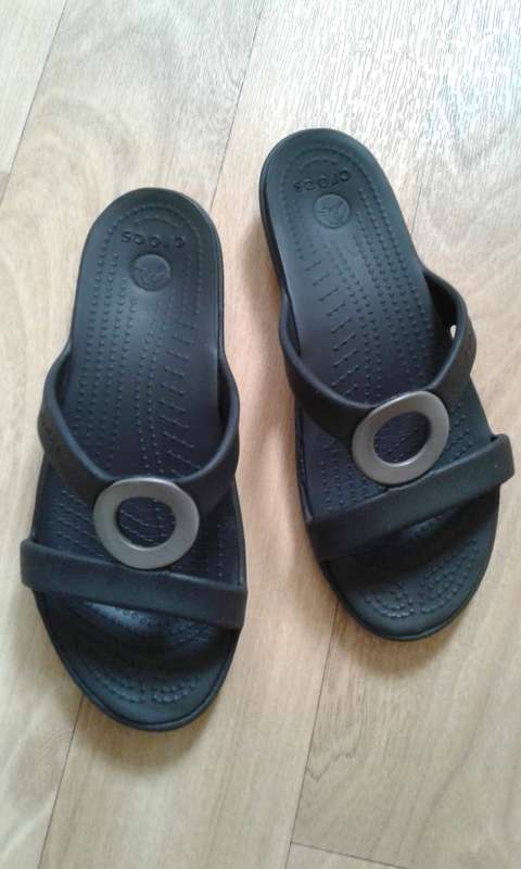 CROCS BLACK&SILVER SLIP-ONS - GOOD CONDITION!!