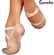 SANSHA LEATHER SPLIT SOLE BALLET SHOES and MESH BAG