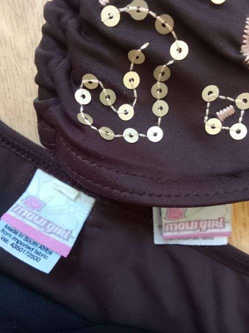 Dark Brown Bikini Set with Sequin Detail by Maui Girl - Good Condition!!