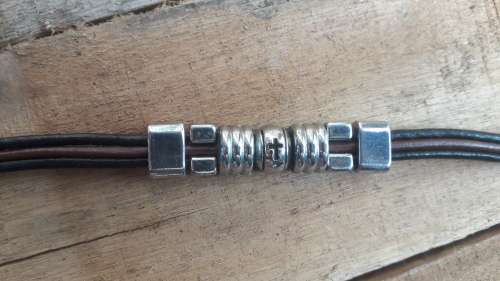 CELTIC LEATHER AND SILVER TYPE BRACELET, ''FREE COURIER'''