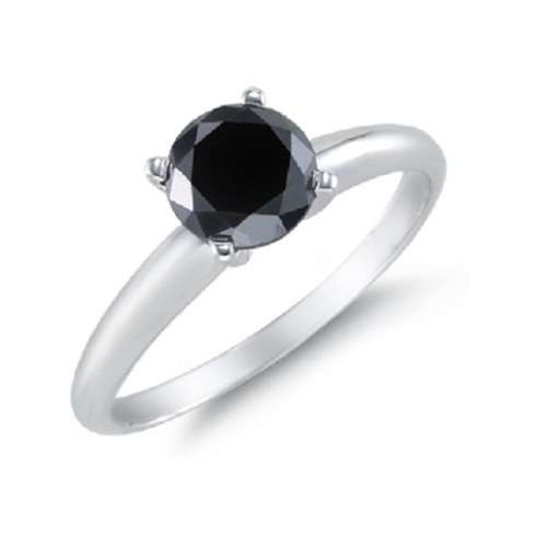 Certified 1.00 Cts Real Natural Diamond AAA Clarity Round Cut 14Kt White Gold Ring at Discount Price