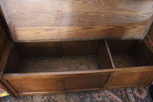 Vintage Rhodesian Solid Oak Monks Bench dated 1952