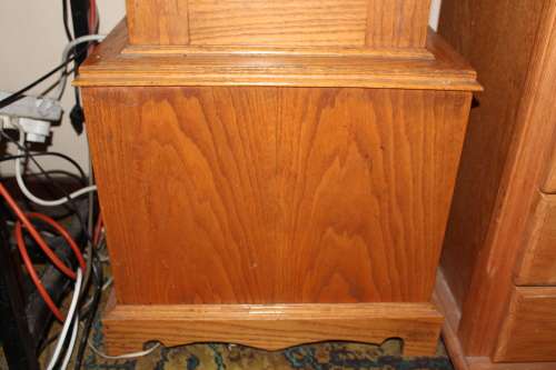 Stunning 2 metre solid Rhodesian Oak Grandfather clock 5 day movement(chimes need servicing)