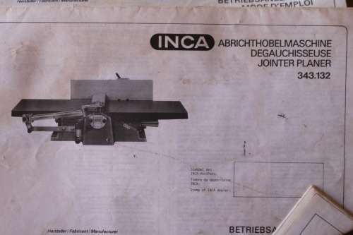 INCA.Table saw, Edge plainer & jointer, thicknesser planer & mortise table +extra parts +booklets