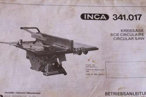INCA.Table saw, Edge plainer & jointer, thicknesser planer & mortise table +extra parts +booklets