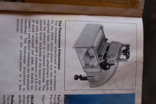 INCA.Table saw, Edge plainer & jointer, thicknesser planer & mortise table +extra parts +booklets