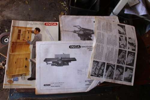 INCA.Table saw, Edge plainer & jointer, thicknesser planer & mortise table +extra parts +booklets