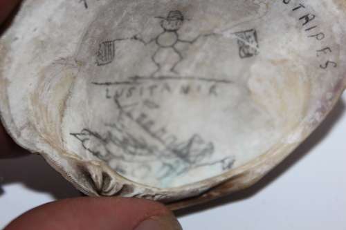 INCREDIBLY RARE WW1 AMERICAN TRENCH ART SCRIMSHAW CLAMSHELL DEPICTING THE SINKING OF THE LUSITANIA