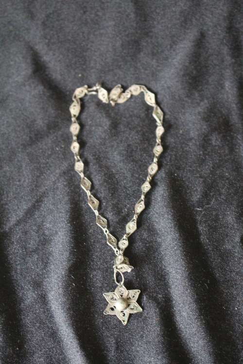 ANTIQUE HANDMADE 1800'S ARABIC SILVER FILIGREE CHOKER NECKLACE