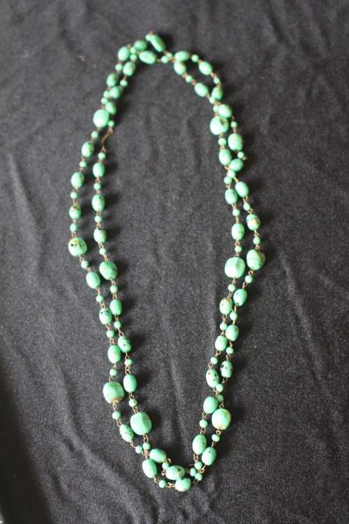 ANTIQUE ART DECO HAND BLOWN MURANO GLASS NECKLACE 60CM LONG CIRCA 1920s