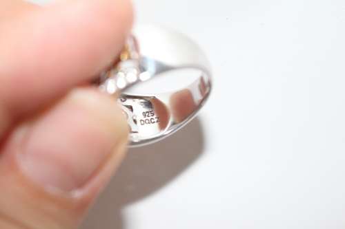 STERLING AND 14K GOLD CLAD ORIGINAL TOVA, DIAMONIQUE, ELEPHANT RING 8.95GRAMS