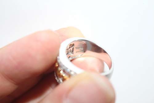 STERLING AND 14K GOLD CLAD ORIGINAL TOVA, DIAMONIQUE, ELEPHANT RING 8.95GRAMS