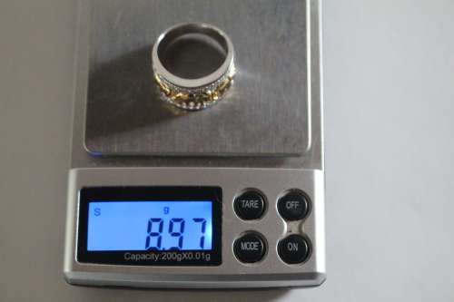 STERLING AND 14K GOLD CLAD ORIGINAL TOVA, DIAMONIQUE, ELEPHANT RING 8.95GRAMS