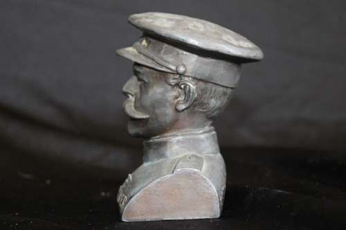 ULTRA RARE BOER WAR ERA SPELTER LEADER BUST OF LORD KITCHENER CIRCA 1890'S SIGNED 9CM TALL