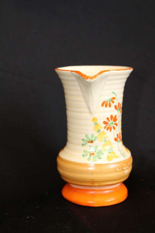 Beautiful Hand Painted, Art Deco, Wade Heath, Floral Water pitcher vase 13.5cm tall
