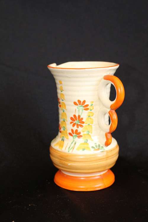 Beautiful Hand Painted, Art Deco, Wade Heath, Floral Water pitcher vase 13.5cm tall