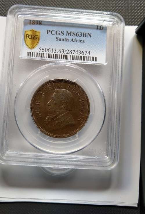 1898  ZAR KRUGER PENNY. PCGS GRADED MS63BN