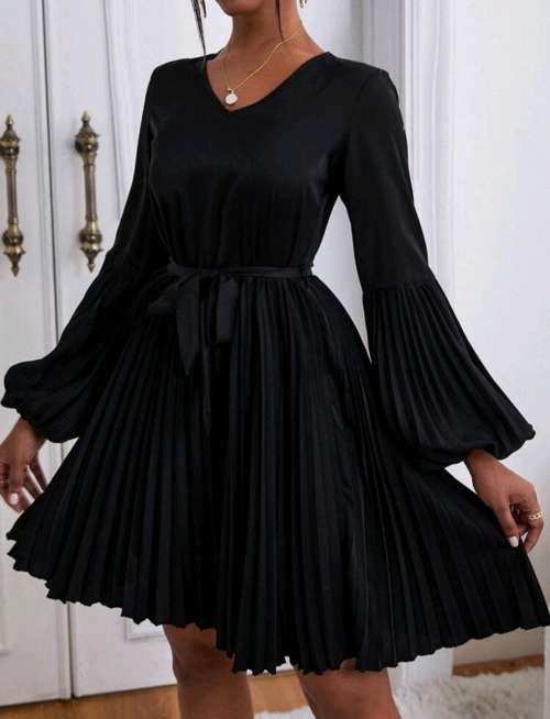 Black lantern sleeve dress