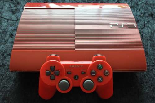 Playstation 3 Slim Red| 12GB Storage| 1 Controller| Free 2015 Game