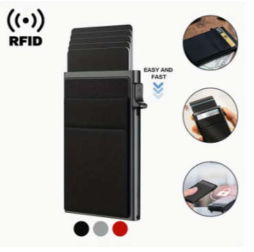 1pc Mens Rfid Credit Card Holder smart card holder meteal thin slim pop up Aluminum wallet