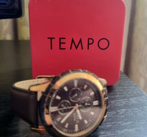 Tempo Men`s Analogue Leather Watch - Original - Genuine