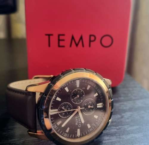 Tempo Men`s Analogue Leather Watch - Original - Genuine