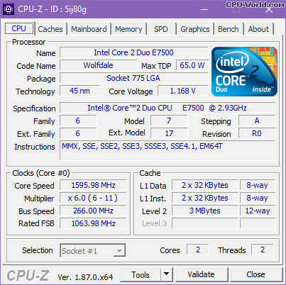 Intel® Core2 Duo Processor E7500