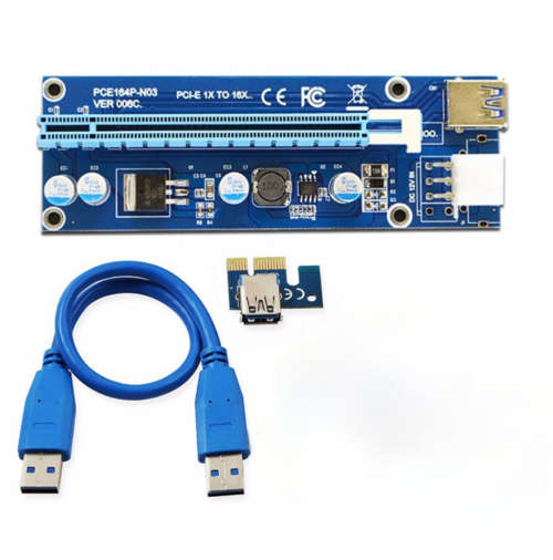 PCI-E Express 1x to 16x Riser Card - 6 Pin Power
